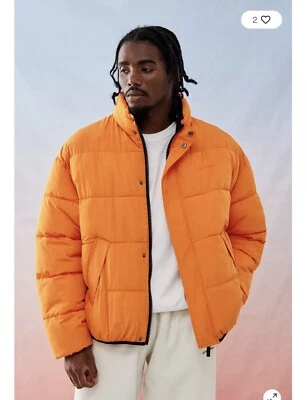 NWOT iets frans UO Orange Water-Resistant Recycled Puffer Jacket Oversized Sz XS - Image 1 of 4