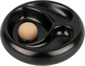 Cenicero De Cerámica Negro Mate / Corcho / 2 Estantes / Hecho En Italia - Picture 1 of 2