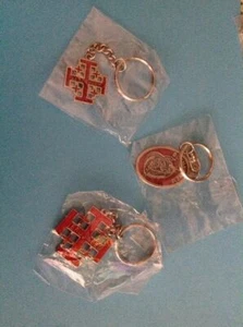 Antique ~ Lot of 3 Pewter Keychain Religious from Bethlehem & Jerusalem, Israel - Picture 1 of 5