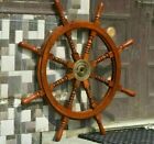 6" Brass Nautical Big Ship Wall Steering Wheel Wooden Antique Teak Pirate Ship
