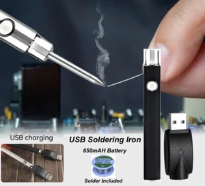 Tragbarer kabelloser Lötkolben Set USB Aufladen 650mAH Akku Stift + Lötzinn - Bild 1 von 11