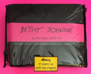 SEHR SELTEN - BETSEY JOHNSON SCHWARZ SATIN KING SIZE 4-TEILIGES BETTWÄSCHE-SET - Bild 1 von 7