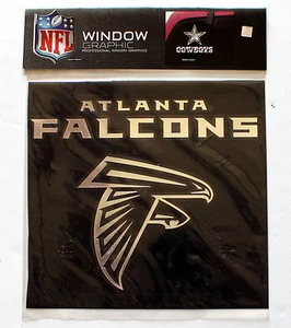 Licensed NFL Vinyl Window Decal Atlanta Falcons Chrome Logo and Name Decal - Picture 1 of 5