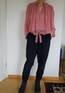 Damen Bluse Bisrat Negassi Seidenchiffon gestreift transparent Gr. 36/38 - Bild 1 von 4