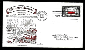 909 5c Stamp (1943) THE POLAND WWII FDC - OCCUPIED NATION - THE 1ST PENT ARTS !! - Picture 1 of 1