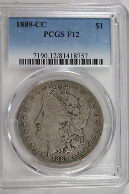 1889-CC Morgan Dollar : PCGS F12 - Image 1 of 2