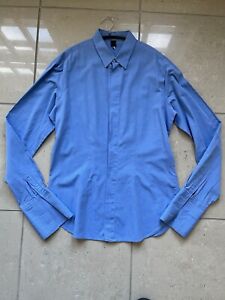 Chemise habillée homme Super designer bleu D&G boutonnet taille 42” (Large-XL)
