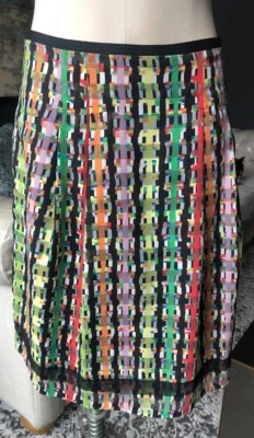 cynthia steffe Women 6 Green Printed Cotton Blend A Line Knee Length Skirt A - Image 1 of 4