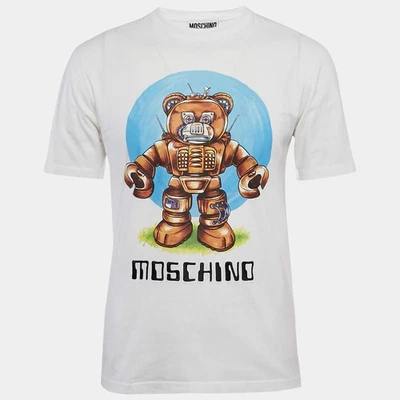 Camiseta Moschino Couture Blanca Robot Estampado Peluche Algodón Cuello Redondo S Foto 1 de 4