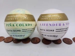 2 Modern Expressions große LAVENDEL & VANILLE / Pina Colada Badebombe 4,6 Unzen 2,5 Zoll - Bild 1 von 12