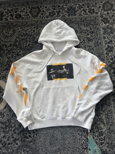 OFF WHITE Felpa con cappuccio uomo bianco sporco Caravaggio San Girolamo scritta taglia large
