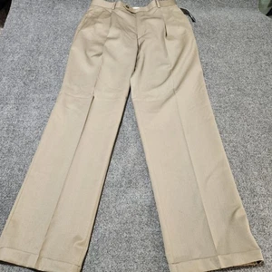 Pendleton Pants Mens 34x34 Tan Khaki Wool Pleated Cuffed Trouser Slacks - Picture 1 of 15