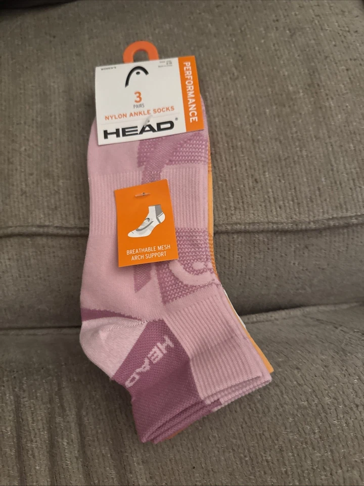 Head 3 pares de calcetines tobilleros de nailon coloridos para mujer talla 6-10, NUEVO Foto 1 de 3