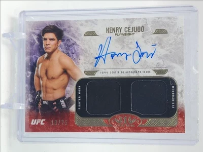HENRY CEJUDO 2017 TOPPS UFC KNOCKOUT TIER ONE DUAL PATCH RED AUTO /25 Q5333 - Image 1 of 2