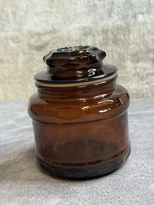 Vintage Dark Amber Brown Glass Apothecary Canister Spice Jar Starburst Lid - Picture 1 of 3