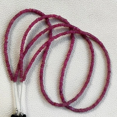 Cuentas de rondelle de rubí Myanmar de 3,5 mm acabado mate hilo de piedras preciosas naturales 16" Foto 1 de 4