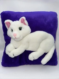 Cuscino Quadrato Peluche Viola con 3d Bianco Imbottito Gattino Gatto Unico Regal - Foto 1 di 6