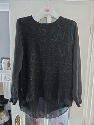 Ladies Black Sequinned Jumper Size Large From Quiz - Image 1 of 3