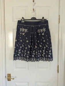 Whistles navy blue linen & cotton skirt size 12 holiday travel career - Picture 1 of 10