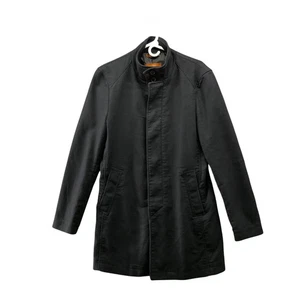 Abrigo de lona Zara para hombre L negro cuello alto abrigo de coche longitud media minimalista - Imagen 1 de 13