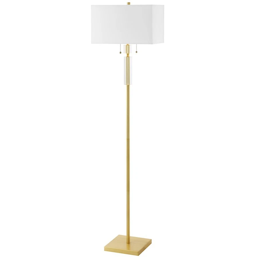 Dainolite Fernanda 2 Light Incandescent Floor Lamp, Brass/White - DM231F-AGB - Image 1 of 1