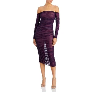 Bronx And Banco Womens Maya Purple Glitter Party Midi Dress 6 M BHFO 1682 - Picture 1 of 2