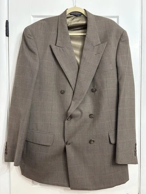 Blazer Abrigo Deportivo Vintage Burberry Para Hombre Pata de Gallo Doble Pecho Lana 46 L Foto 1 de 4