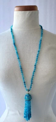 Kendra Scott Sylvia Long Pendant Tassel Teal Agate Necklace - NEW - Image 1 of 4