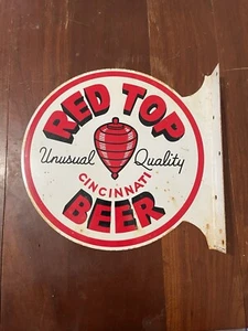 Red Top Beer Cincinnati Unusual Quality Flange Sign Double Sided - Picture 1 of 10
