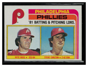 1982 Topps #636 Phillies Leaders - Rose / Carlton