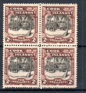 Islas Cook 1938 2s Native Village bloque de 4 SG 128 MH - Imagen 1 de 1