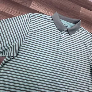 Straight Down Golf Polo Mens XL Blue Gray Striped Oakwoods Country Golf Club EUC - Picture 1 of 9