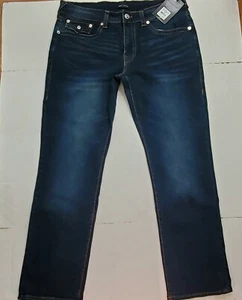 Mens True Religion Jeans 36x32 (W38xL31) Ricky Relaxed Straight FLAP Dark Wash  - Picture 1 of 9