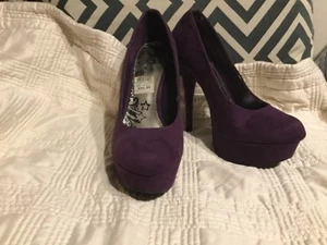 Brash Platform Womens 6.5 Stiletto High Heels Club Wear Shoes Purple Faux Suede - Picture 1 of 6