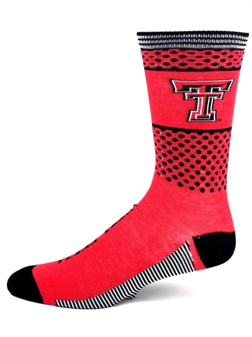 Texas Tech Red Raiders Red Black Deuce Thin Crew Socks Cover