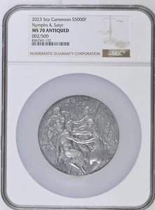 Nymphs and Satyr Celestial Beauty 5 oz Silver Coin Cameroon 2023 MS70 NGC/#2 - Picture 1 of 10