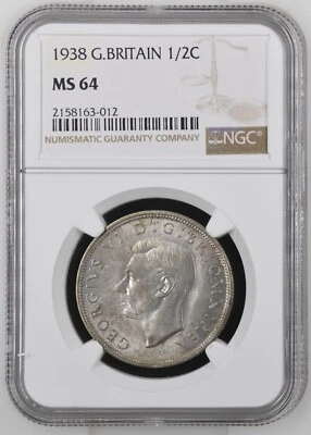 Great Britain - 1938 George VI Silver 1/2 Crown - NGC MS64 - Image 1 of 2