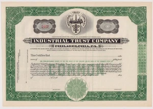 Certificado de acciones de Industrial Trust Company Philadelphia - Imagen 1 de 1