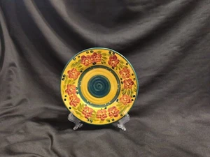 Linens-N-Things Replacement Salad Plate, Yellow w/ Green & Red Floral PRE-OWNED - Picture 1 of 13
