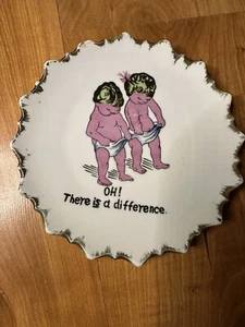Vintage There Is A Difference Baby Girl And Boy Plate - Picture 1 of 4