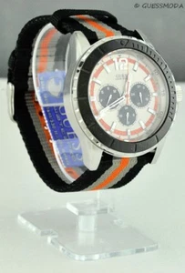 New Trend GuEsS Watch Unisex Men Canvas Black Orange Multifunctions - Picture 1 of 1