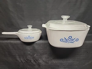 Corning Ware Cazuela Azul Aciano Tapas Pyrex Lote de 2 A-3-B y P-81-B - Imagen 1 de 12