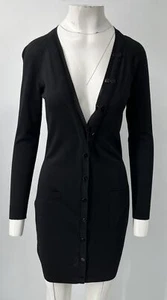 Alexander McQueen Black Double-Button-Up Long Sleeve Cardigan Dress sz M - Picture 1 of 5