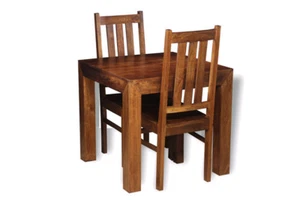 SOLID MANGO WOOD DAKOTA 80CM DINING TABLE & 2 DAKOTA CHAIRS NEW FURNITURE - Picture 1 of 3