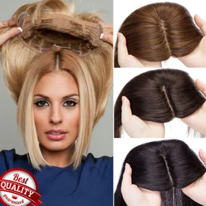 8-16INCH Topper 100% Human Hair Piece Toupee Clip in Top Virgin Hairpiece Women - Picture 1 of 72
