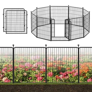SQIREP 32"H Decorative Garden Metal Fence Animal No Dig Wire Fencing Yard Patio - Picture 1 of 56