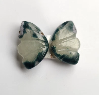 Natural Tourmaline Carving Pair Butterfly Shape Cabochon Gemstone Jewelry 8.1Cts - Image 1 of 4