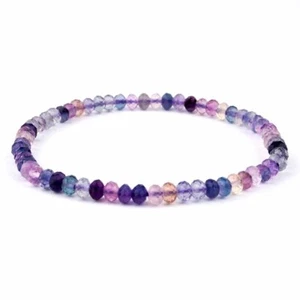 Fluorit bunt facettiertes Ø 4 mm Kugel | Perlen Armband flexibel und dehnbar - Bild 1 von 4