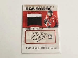 2009-10 ITG Heroes & Prospects Emblem Autogramm Brandon Gormley Silber /3 Turku - Bild 1 von 2