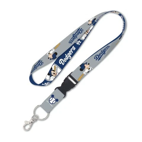 LOS ANGELES DODGERS MICKEY MOUSE LANYARD KEYCHAIN W/ DETACH BUCKLE 1" W 22" L Cover